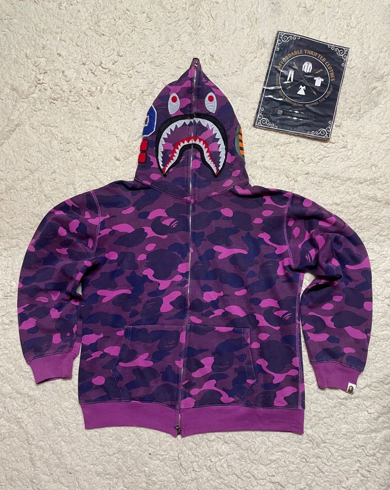 BAPE Purple Camo Shark Hoodie