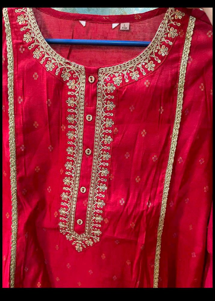 Red Embroidered Kurti