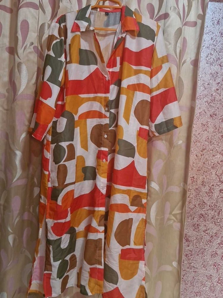 Abstract Print Shirt Dress