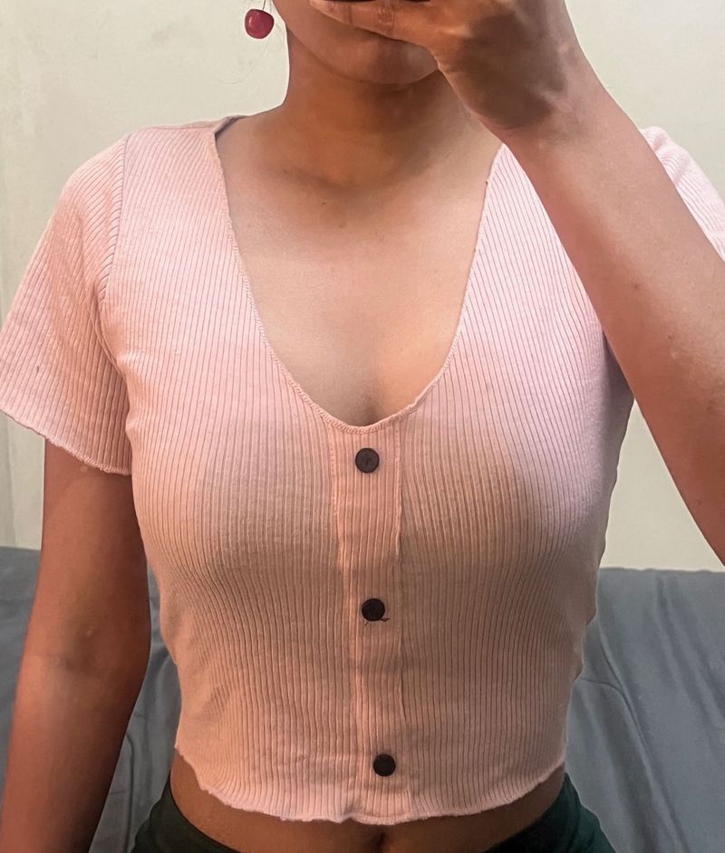 Cute Pink Button-Down Top