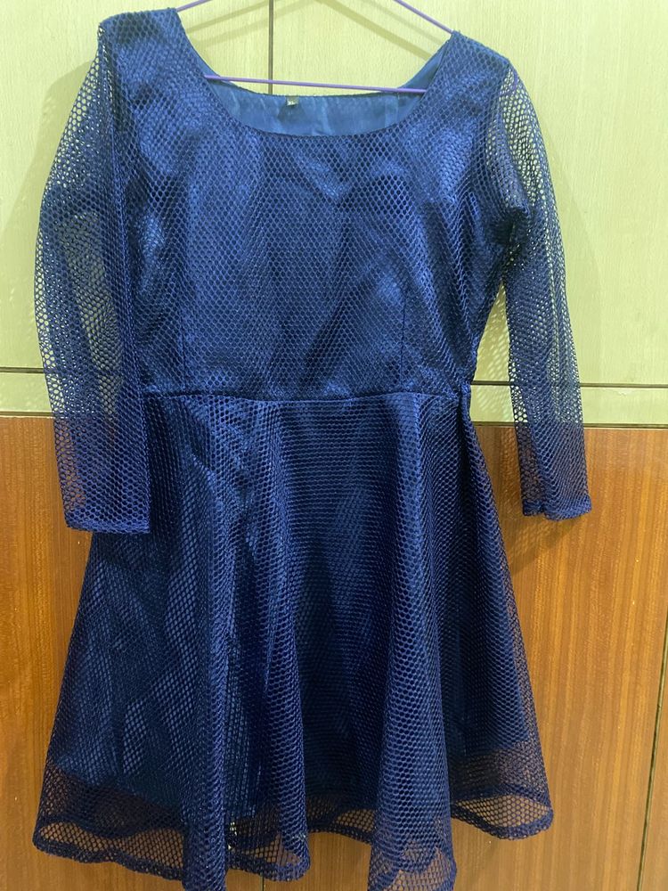 Navy Blue Mesh Dress