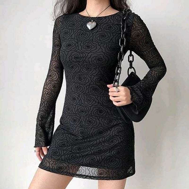 Rose Pattern Korean Dress