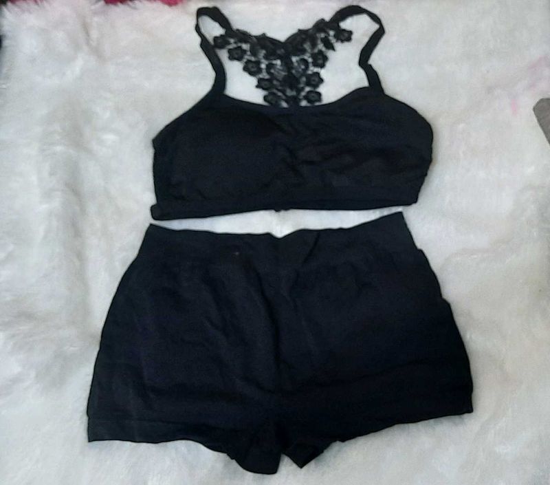 Black butterfly Lace Lounge Set
