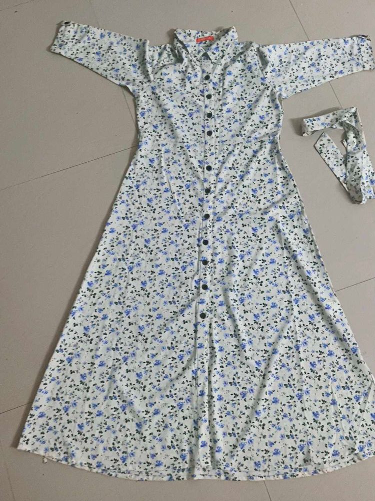 Floral Print Shirt Dress w/Belt