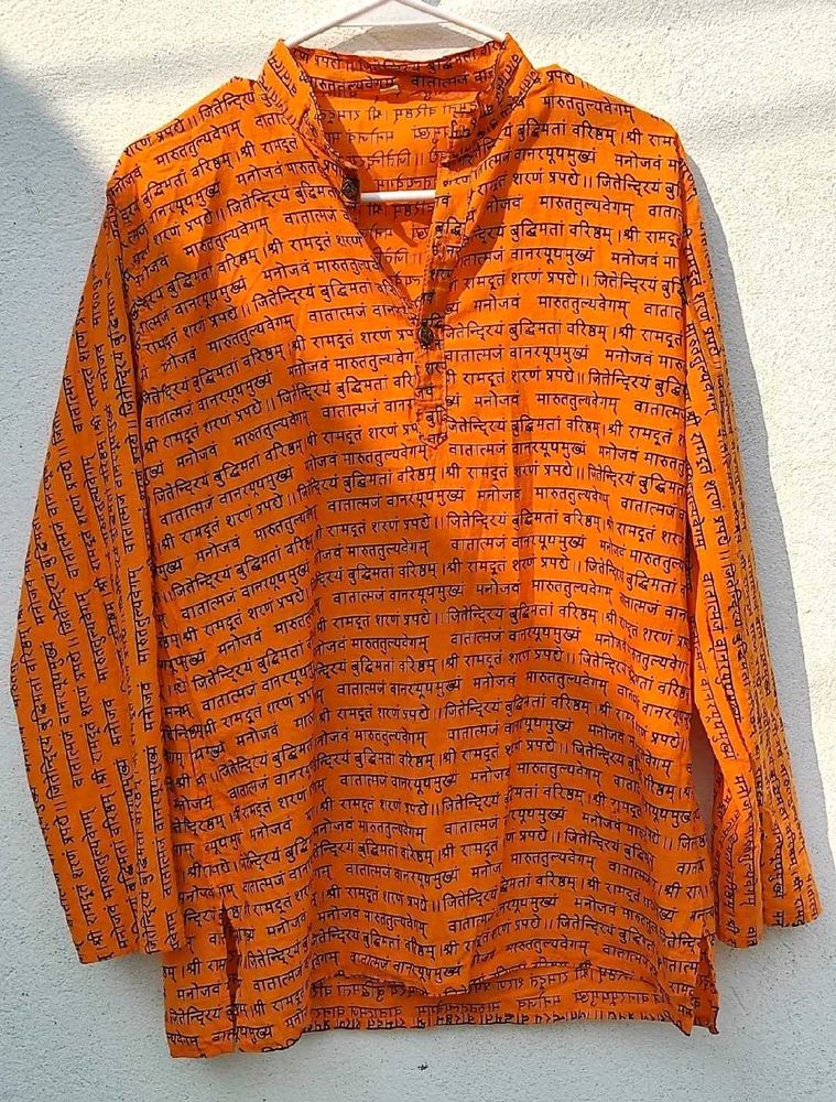 Orange Printed Kurta