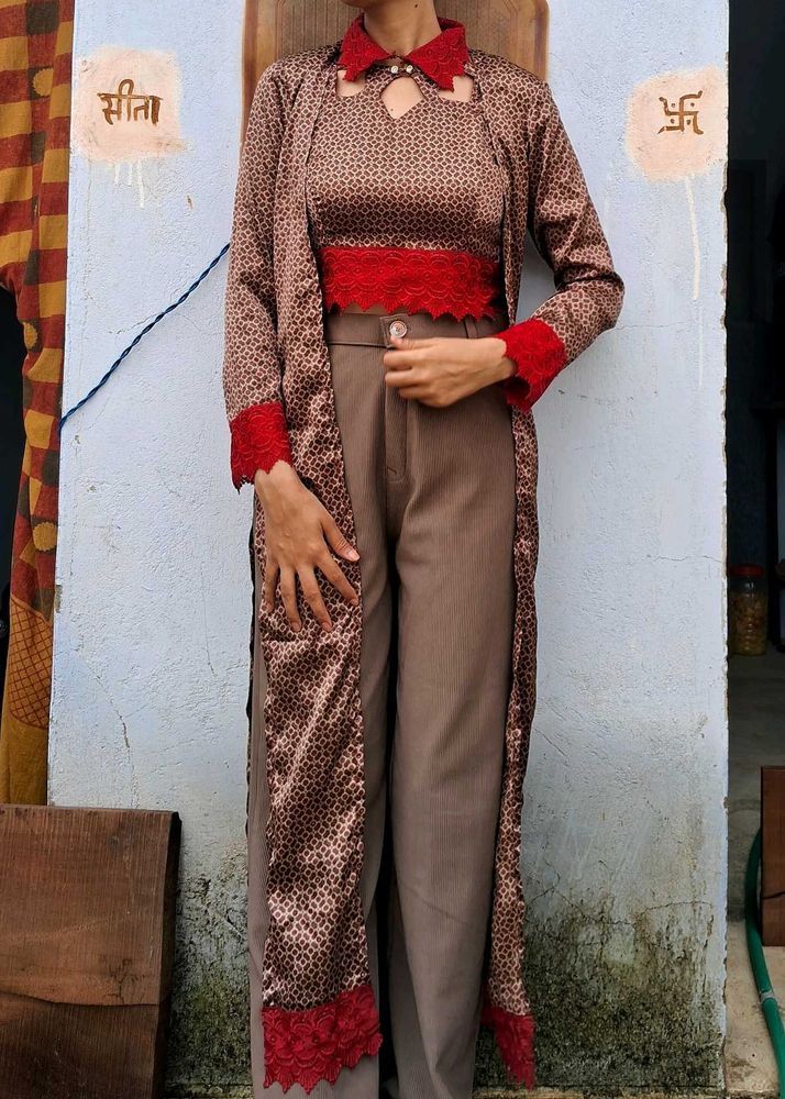 Patterned Top &amp; Duster Set