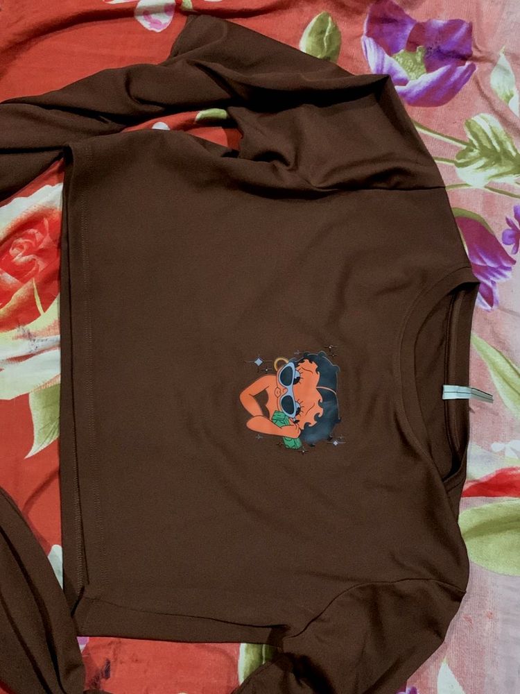 Brown Graphic Print Tee