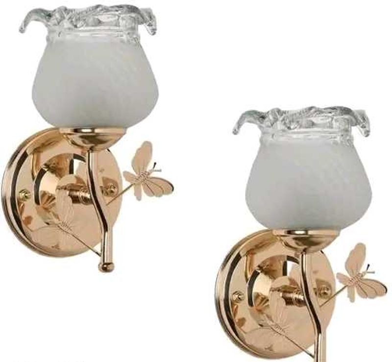 Stylish Sconce Wood Glass Wall Lamp Pack Of 2