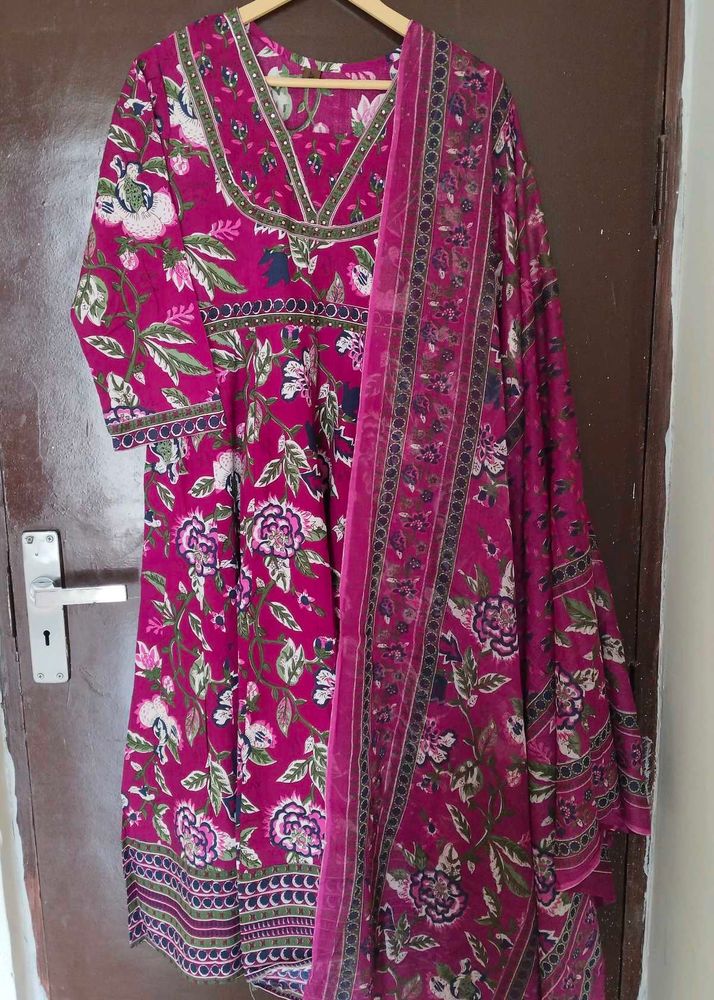 New Unused PureCotton Flared Anarkali Suit