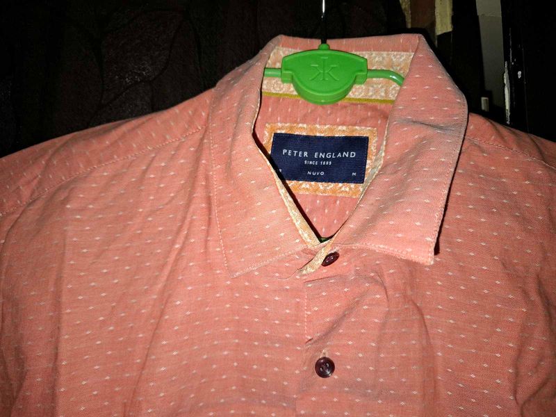 Men's Peach Printed Casual Shirt peter england