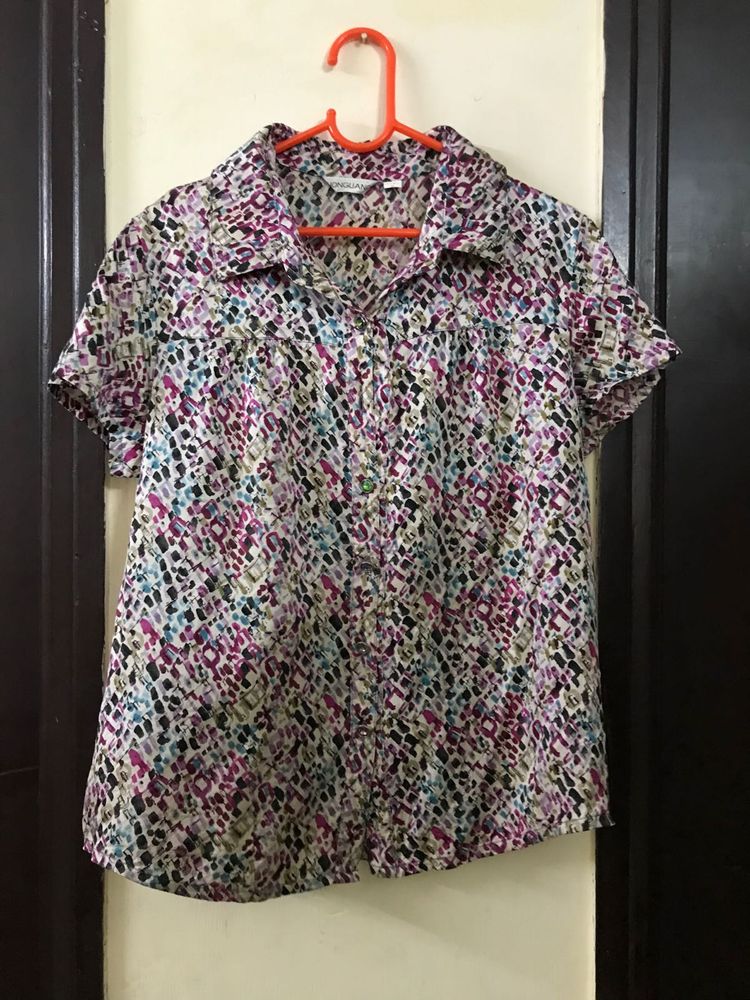 Stretchy Soft Satin Short Sleeve Top Bust 36-38