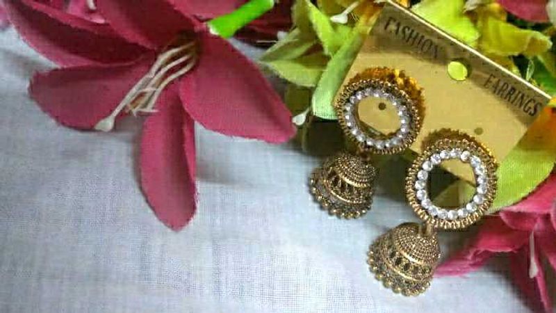 Golden Jhumka Earrings