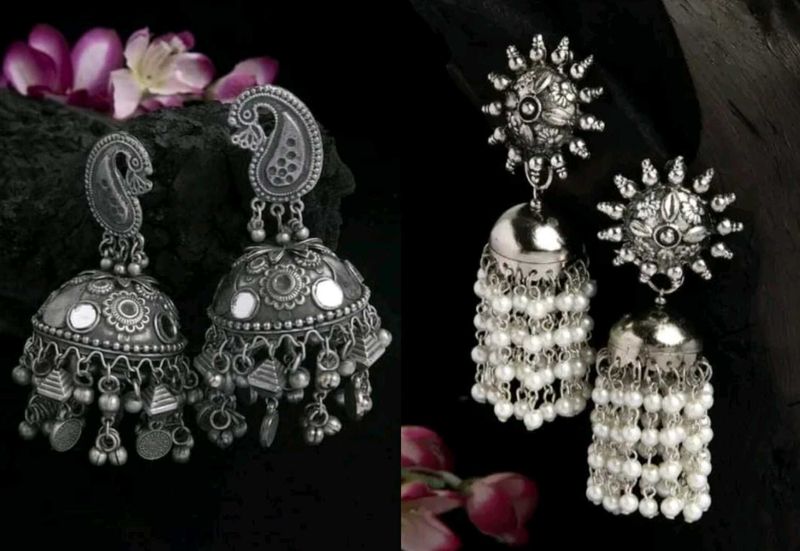 Beautiful Oxidised And Black Polish Earrings Combo