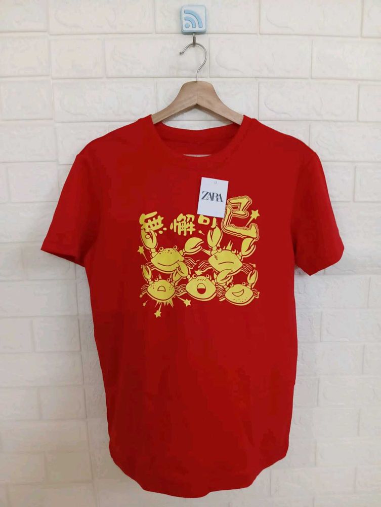 Zara Red Crab Graphic Tee