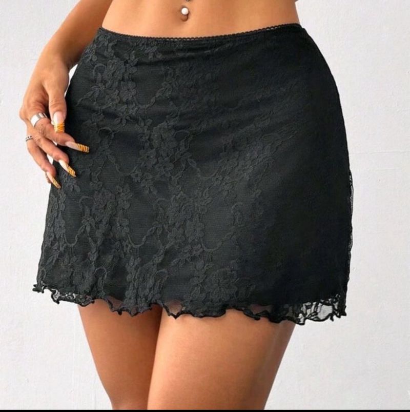 Black Lace Mini Skirt