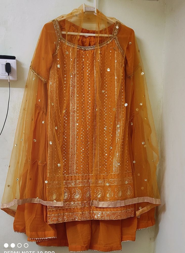Price Drop🥳Full Work Sharara Kurta Set With Duppt