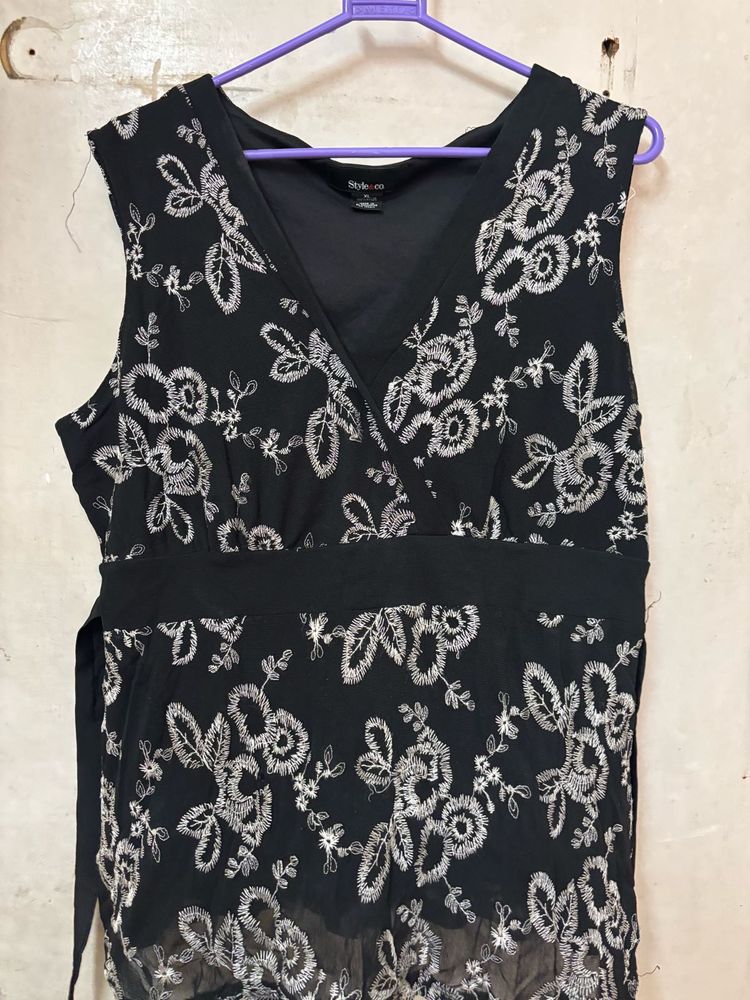 Embroidered Black Top