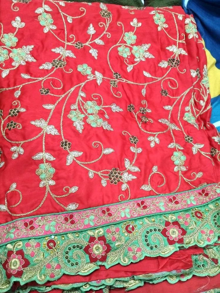 Red Embroidered Saree