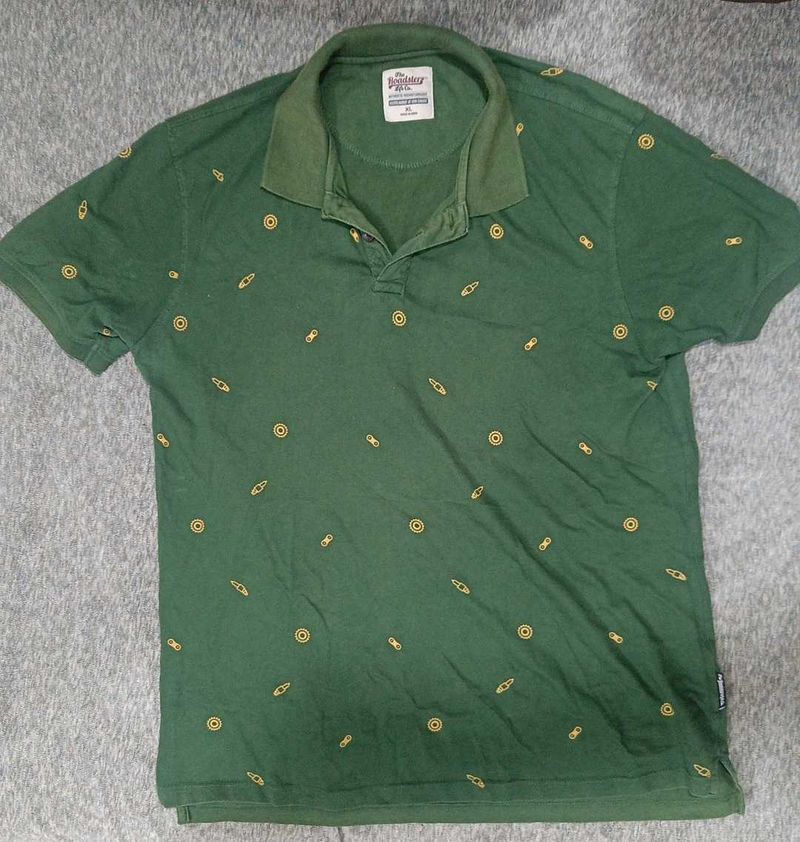 Green Printed Polo Shirt