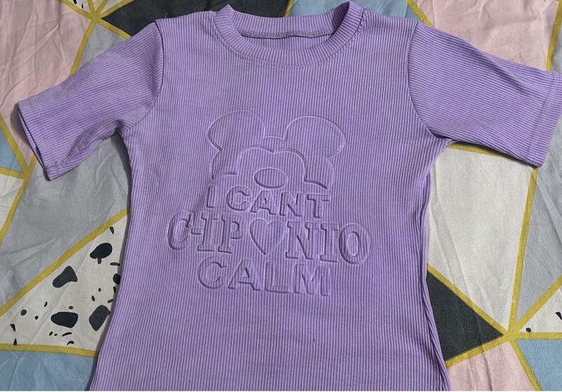 Lilac Ribbed Mickey Graphic Crop Top
