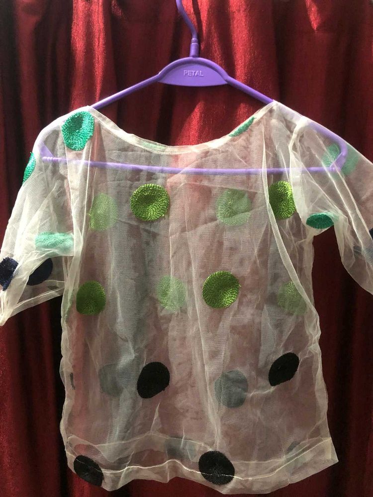 Handmade Thread Work Mesh Top.
