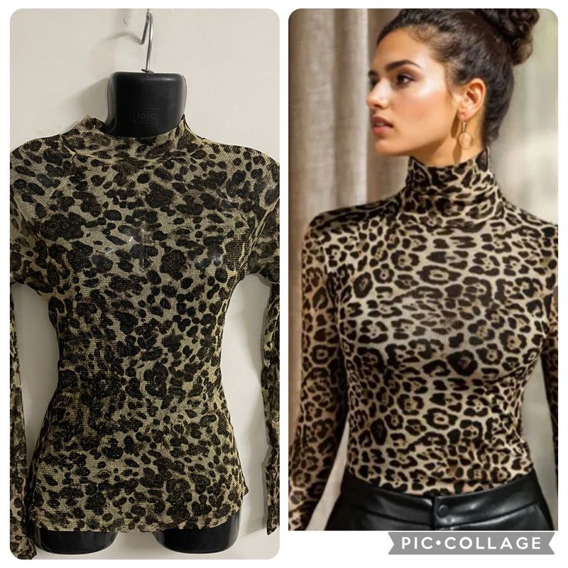 Shimmery Sheer Cheetah Print Top