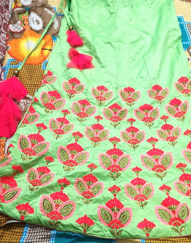 Party Wear Lehgha pink &amp; Parrot Color
