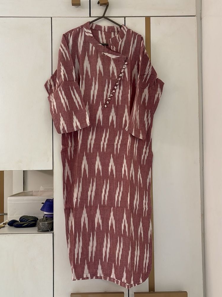 Dusty Pink &amp; White Print Kurti