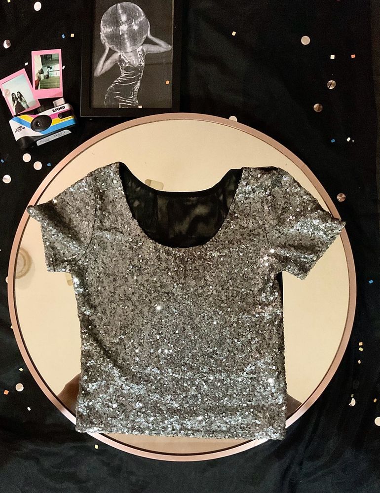 Sequin Embellished Mesh Top🪙