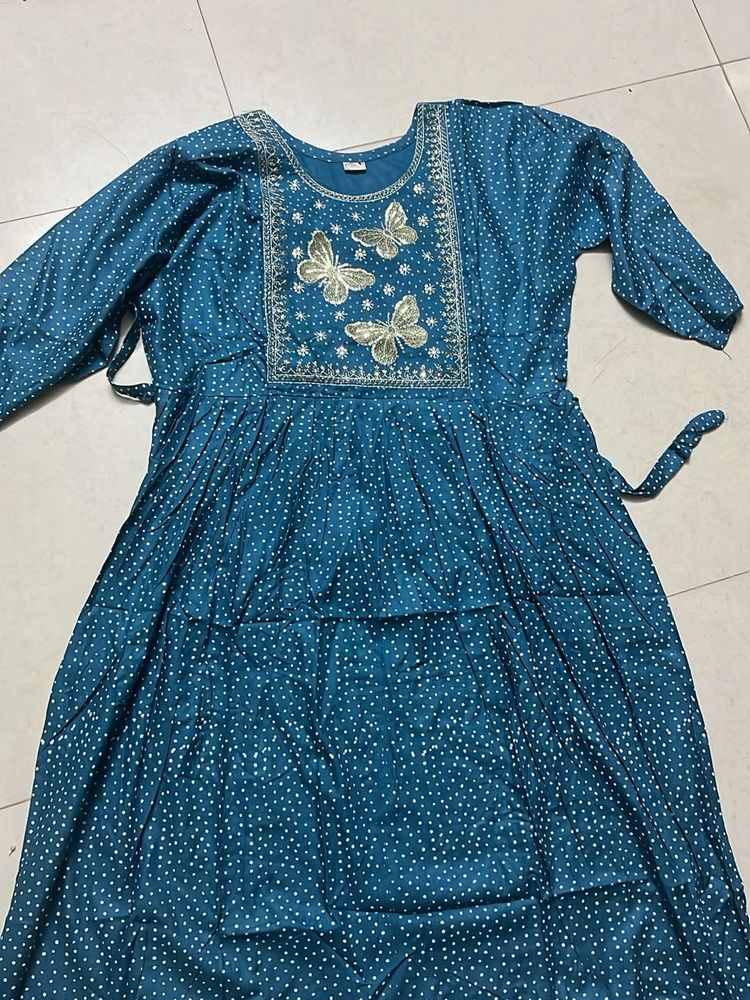 Teal Ethnic Kurta Dress