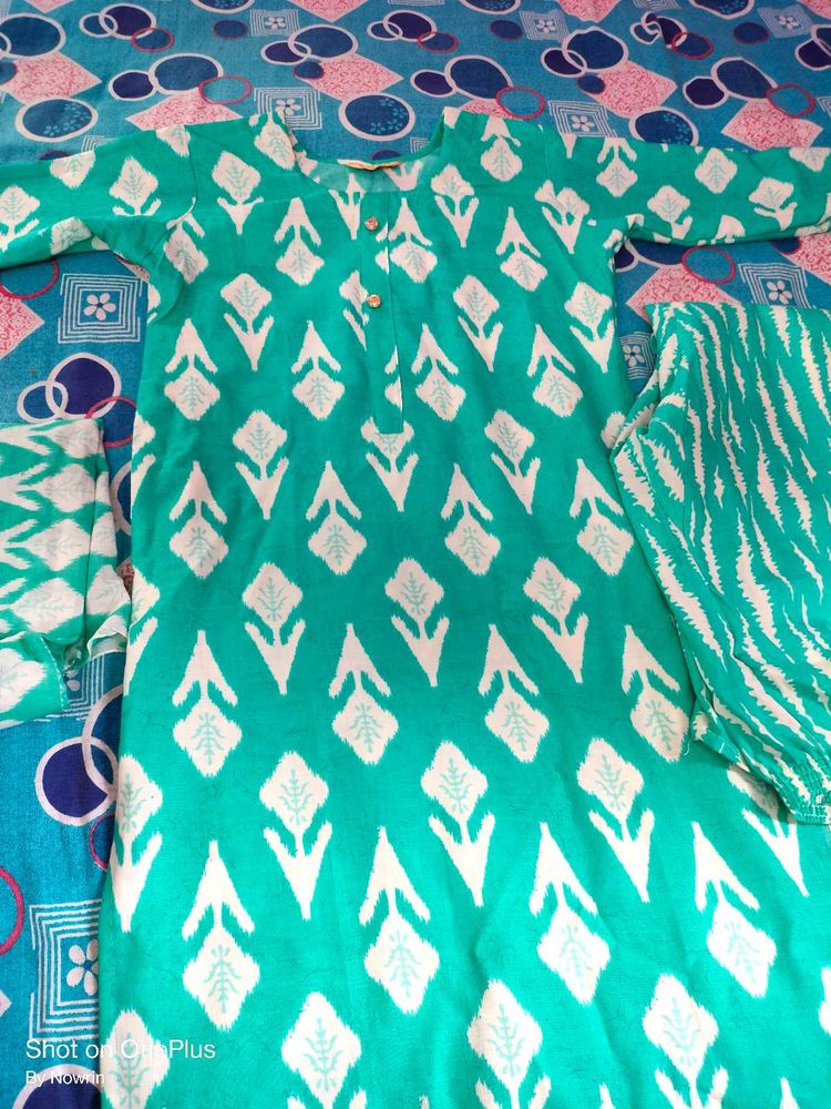 Pure Cotton Kurta Pant Dupatta Set