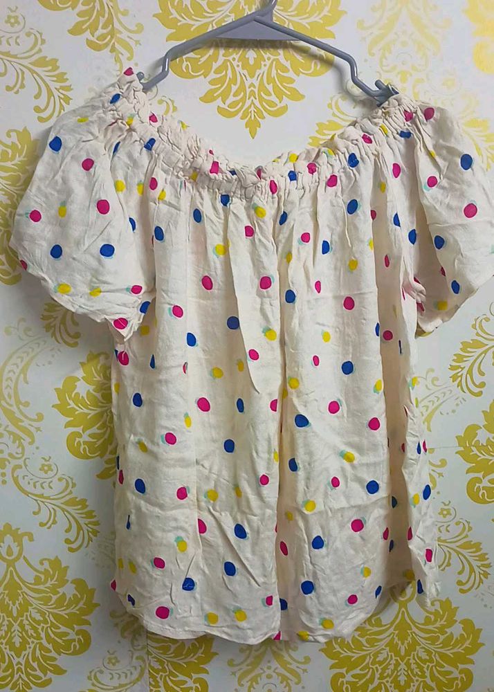 Off Shoulder Polka Dot Top