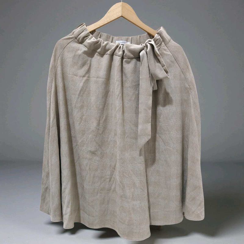 Beige Ribbon Tie Skirt