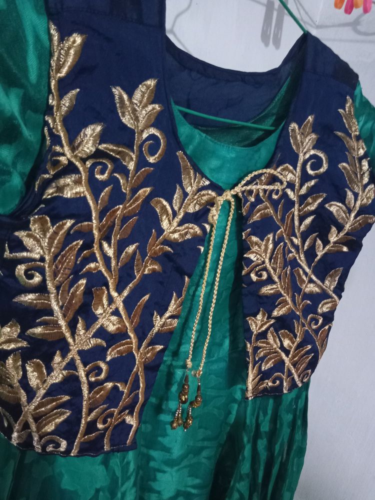 Peacock Ethnic Gown With Jacket For Women