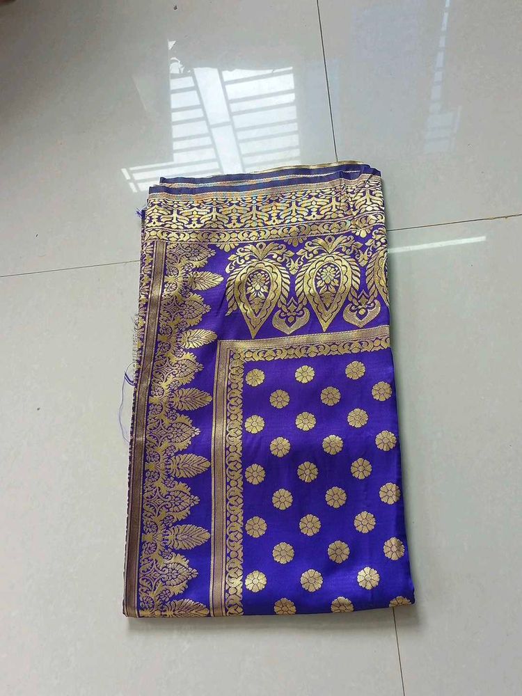 Blue &amp; Gold Benarasi Silk Saree