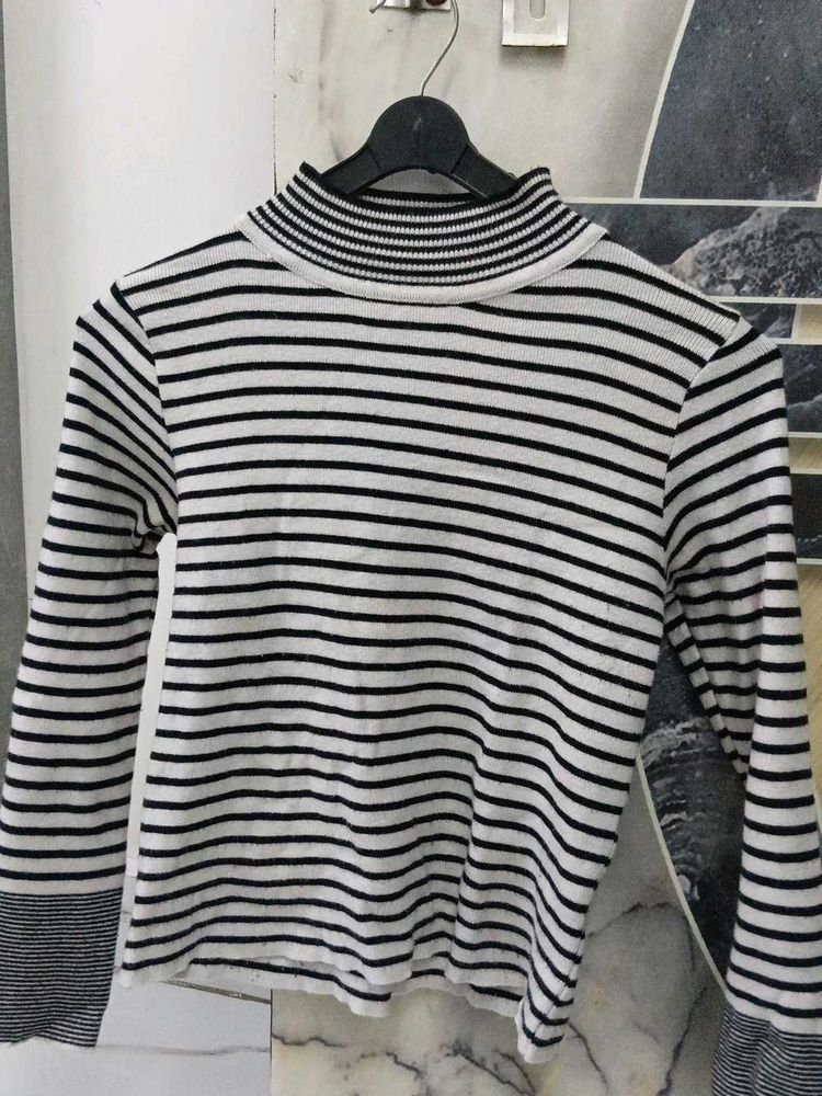 Striped Turtleneck Top