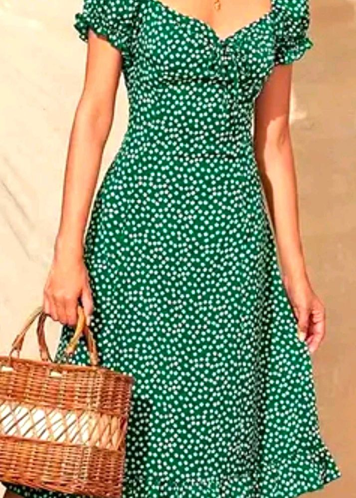 Green Floral Print Dress