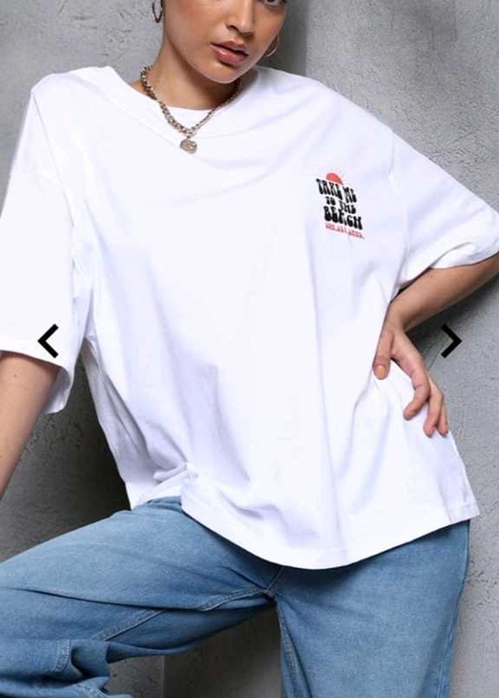 White Graphic Print Tee