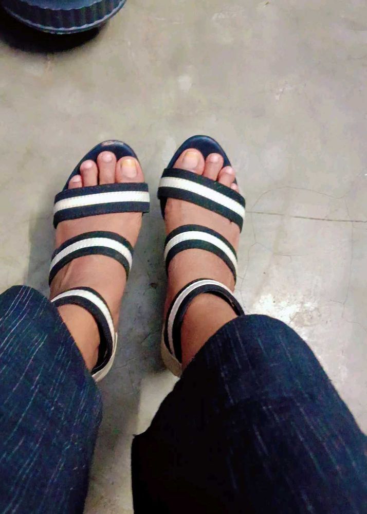 Striped Ankle Strap Sandals