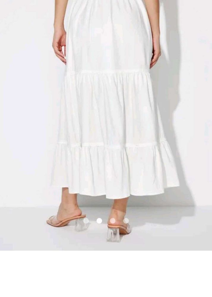 Savana White Long Skirt