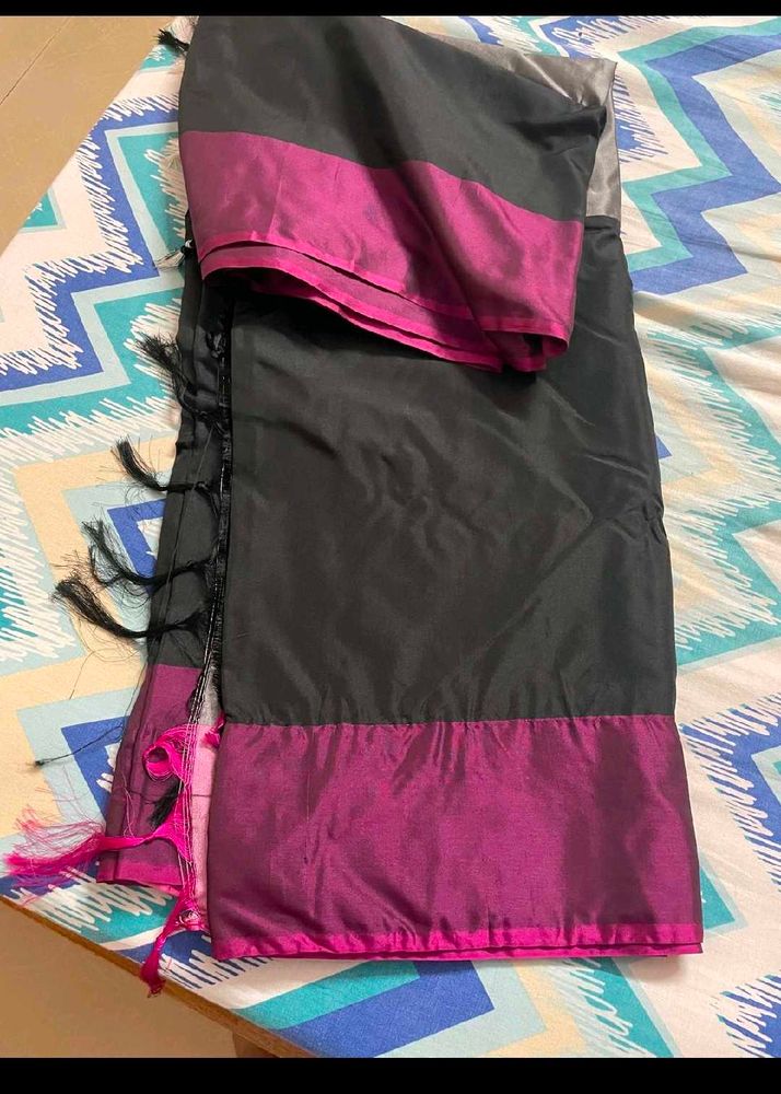 Elegant Black &amp; Pink Saree