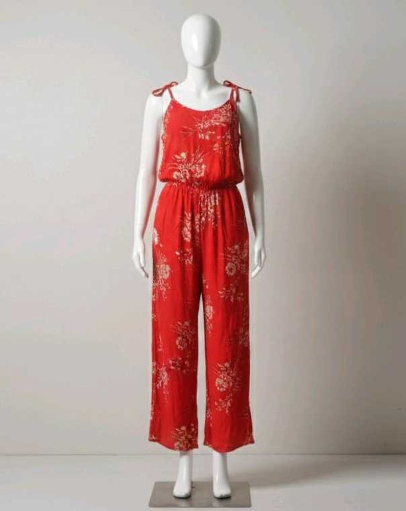 Elegant Carmine Floral Jumpsuit