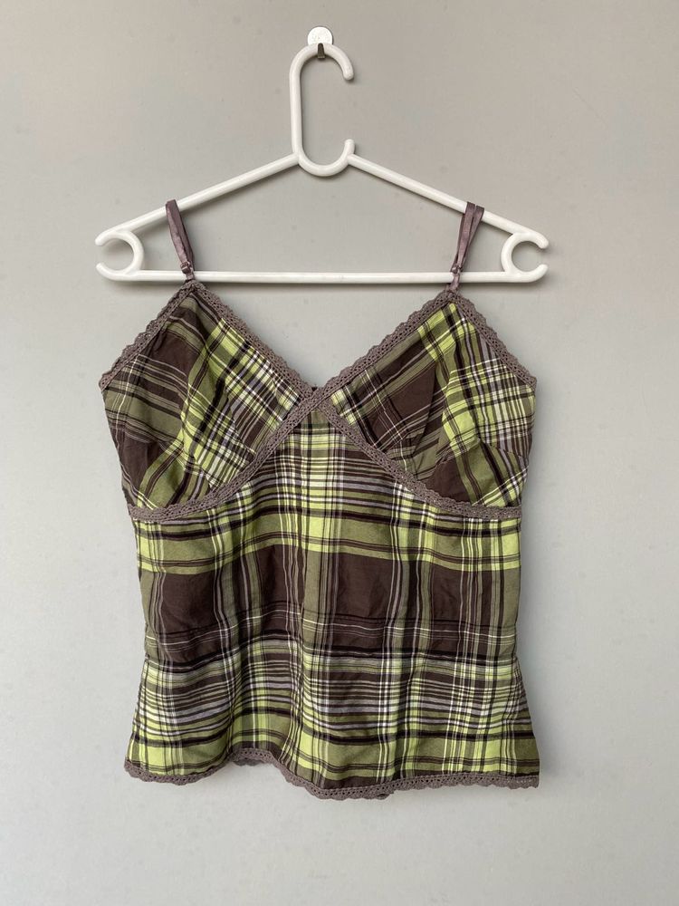 Checked Lace Vinatge Top