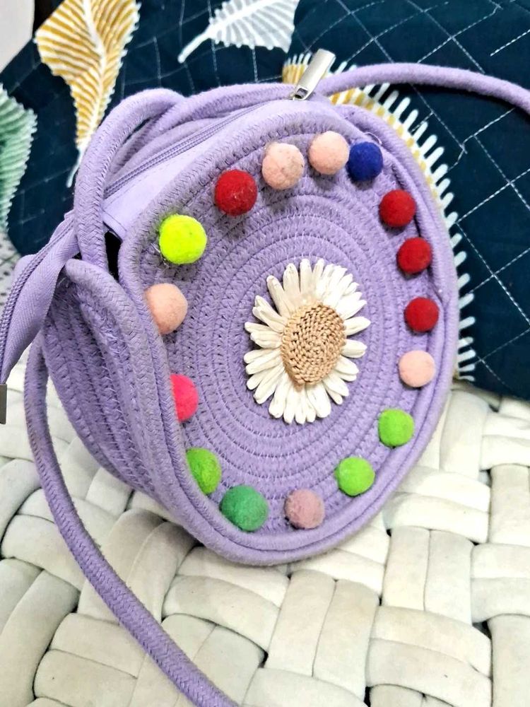 Cute Lavender Crochet Sling Bag ✨️