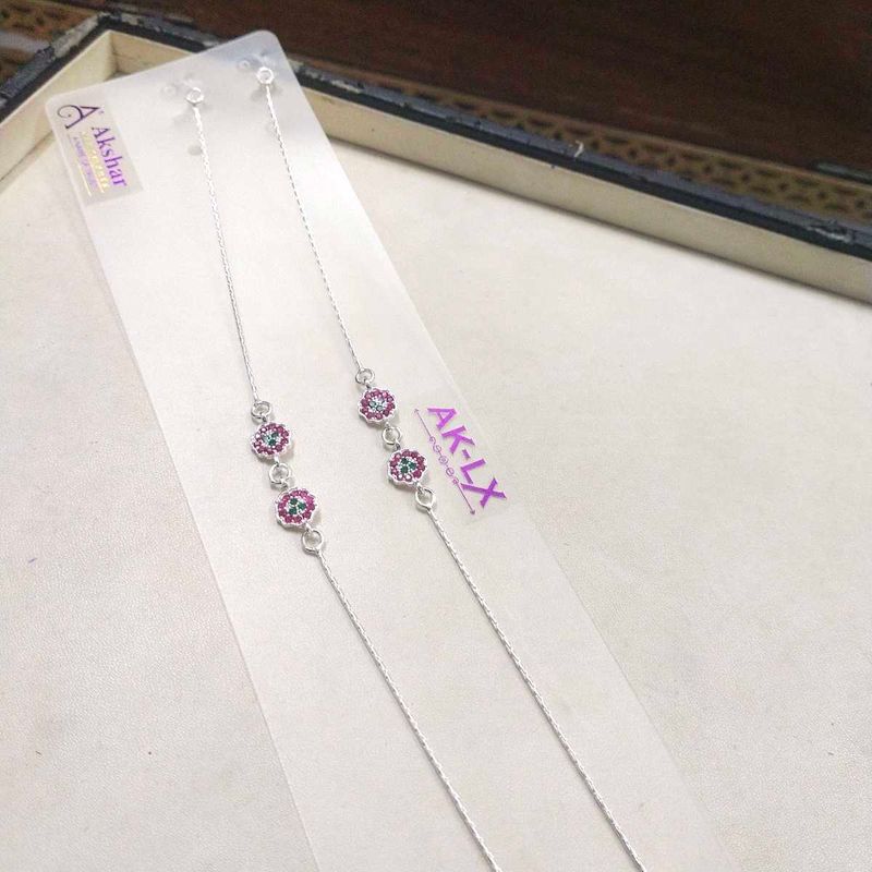 Pure Silver CZ Snack Chain ⛓️ Anklets पायल