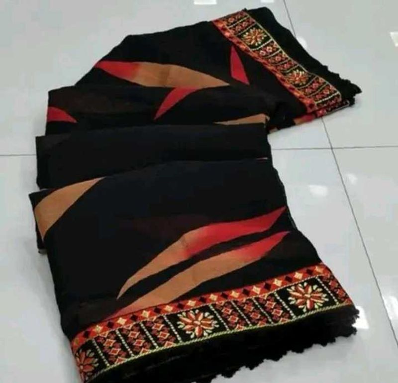 Red Black Georgette Saree