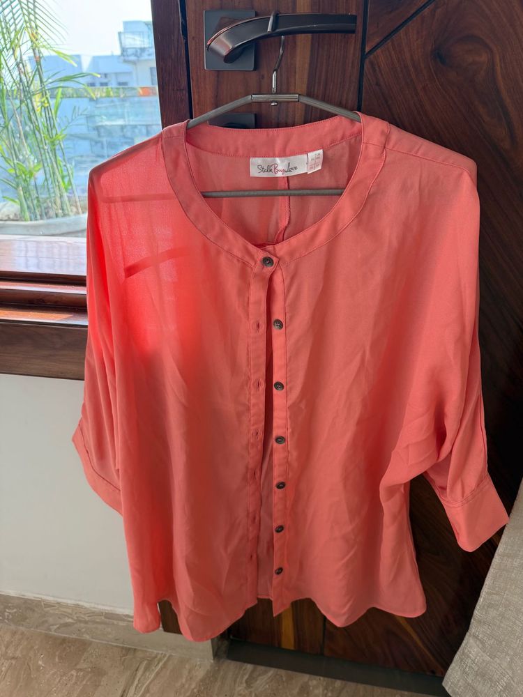Coral Button-Down Shirt