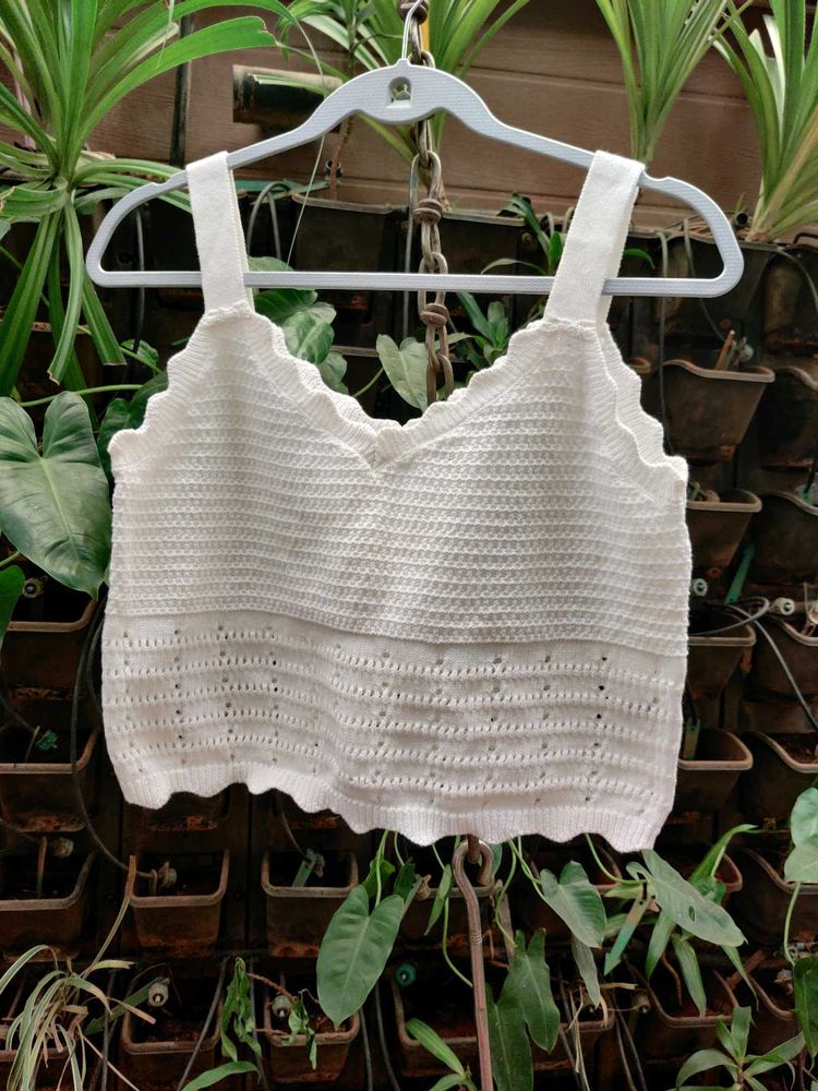 Crochet White Crop Top