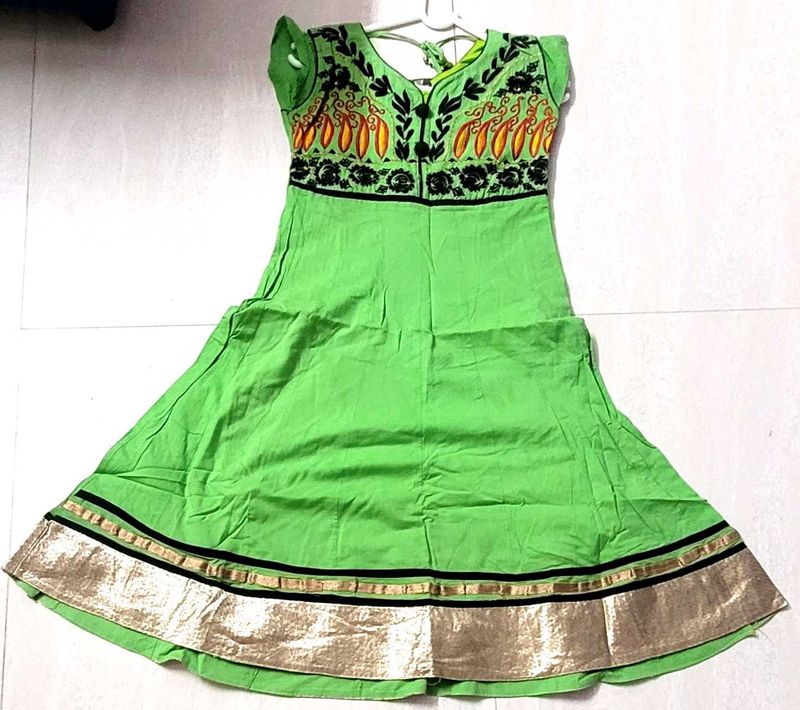 Lime Green Embroidered Anarkali Dress