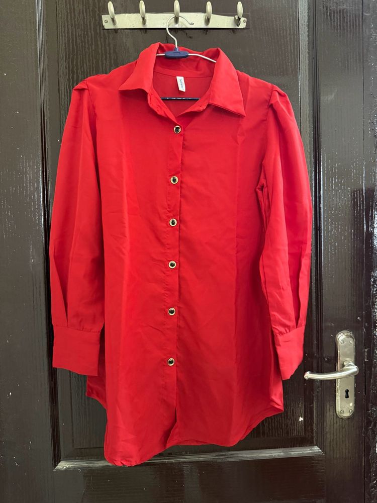 Red Long Sleeve Shirt with belt